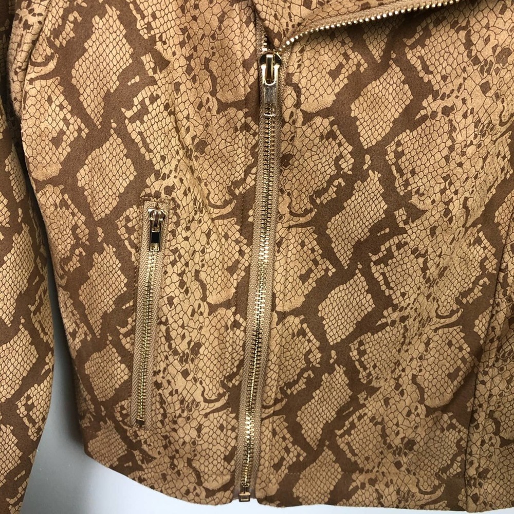 Lucy Paris Snakeskin Moto Jacket Brown Tan Size Small - Picture 4 of 10